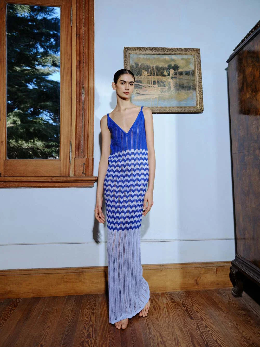 Capri Maxi Dress Blue in Knit Fabric - Spring Summer 25 INTERNATIONAL BAOBAB Capri Maxi Dress Blue in Knit Fabric - Spring Summer 25 INTERNATIONAL BAOBAB
