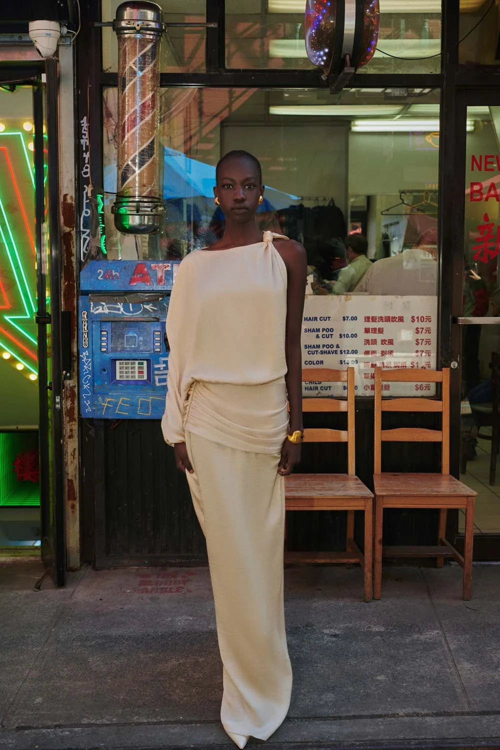 【初売り】 - Satin in Beige Dress Maxi Cosmic Fall 24 Winter ワンピース