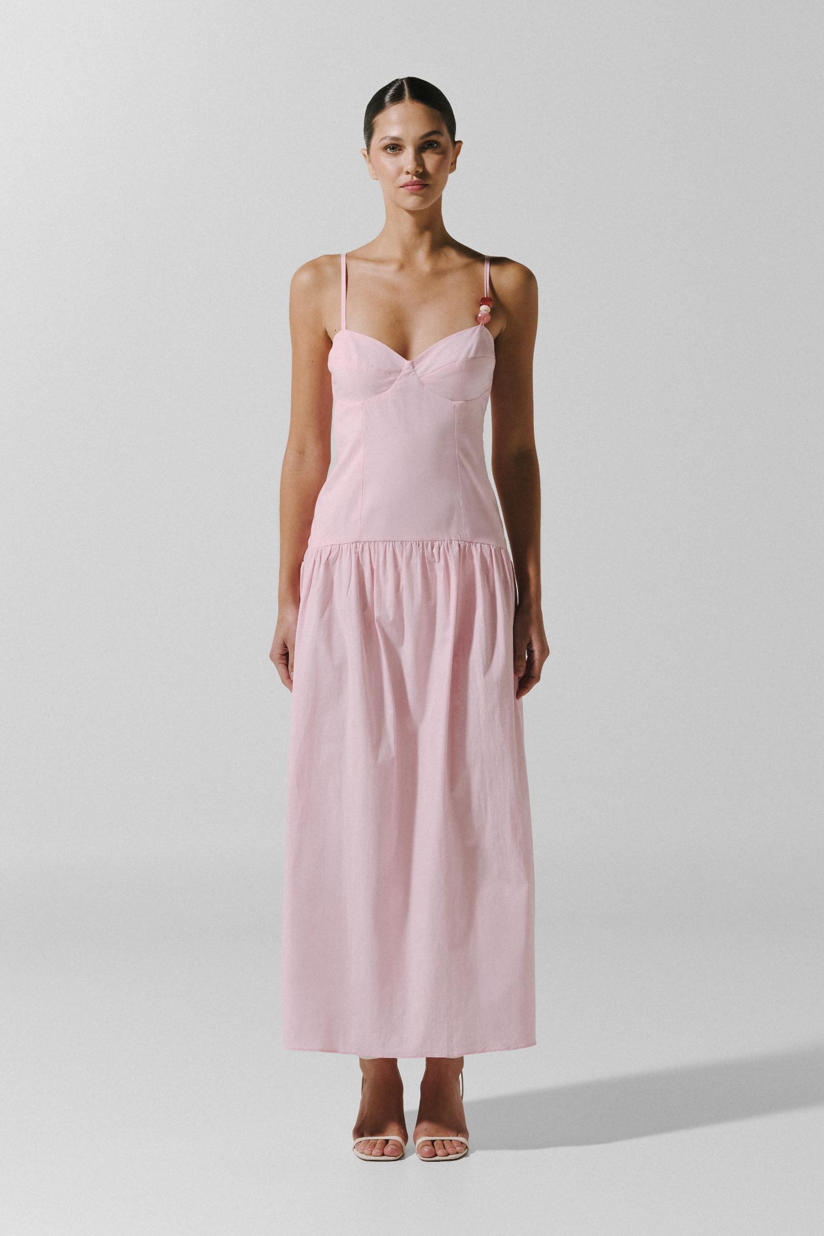 Simona Maxi Dress Pink in Cotton - Spring Summer 26  INTERNATIONAL BAOBAB