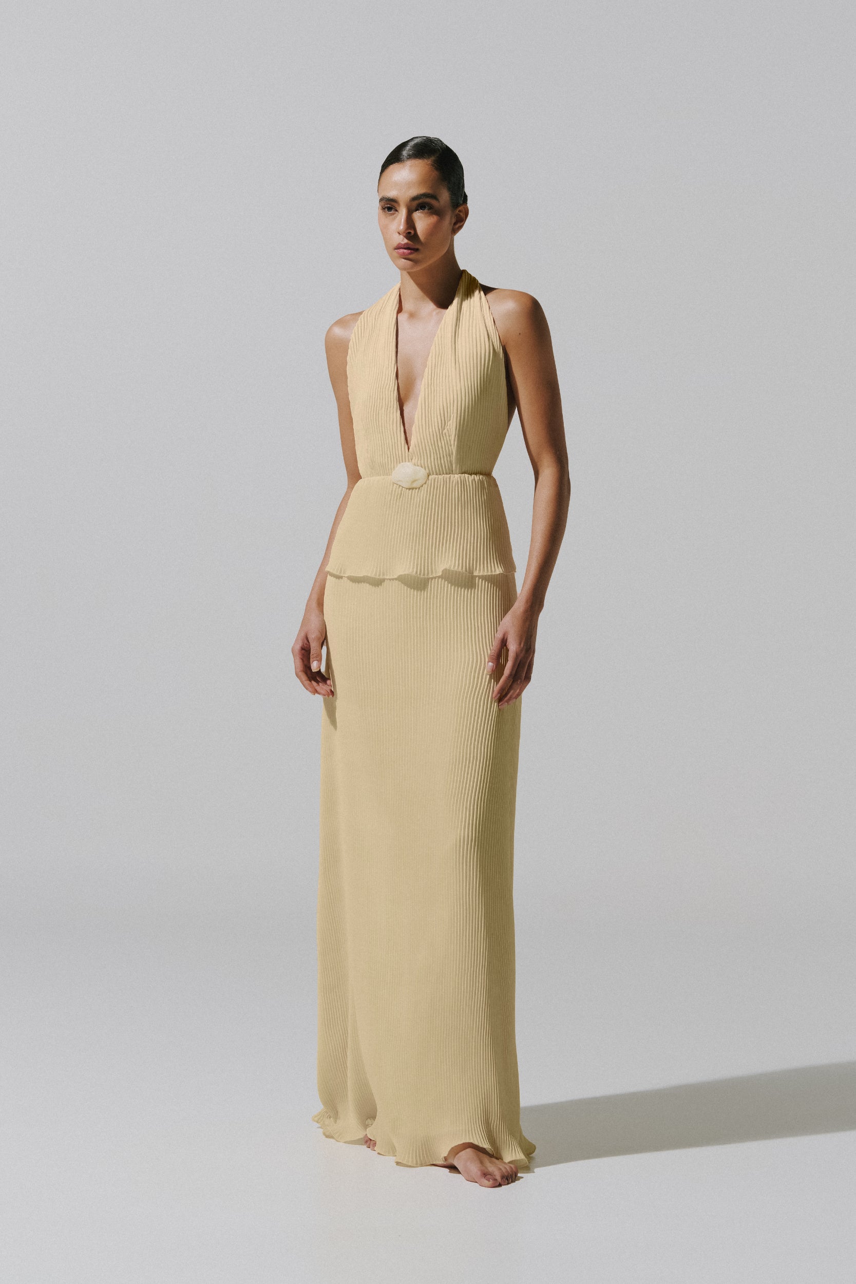Merida Maxi Dress Yellow in Chiffon - Resort 26  INTERNATIONAL BAOBAB