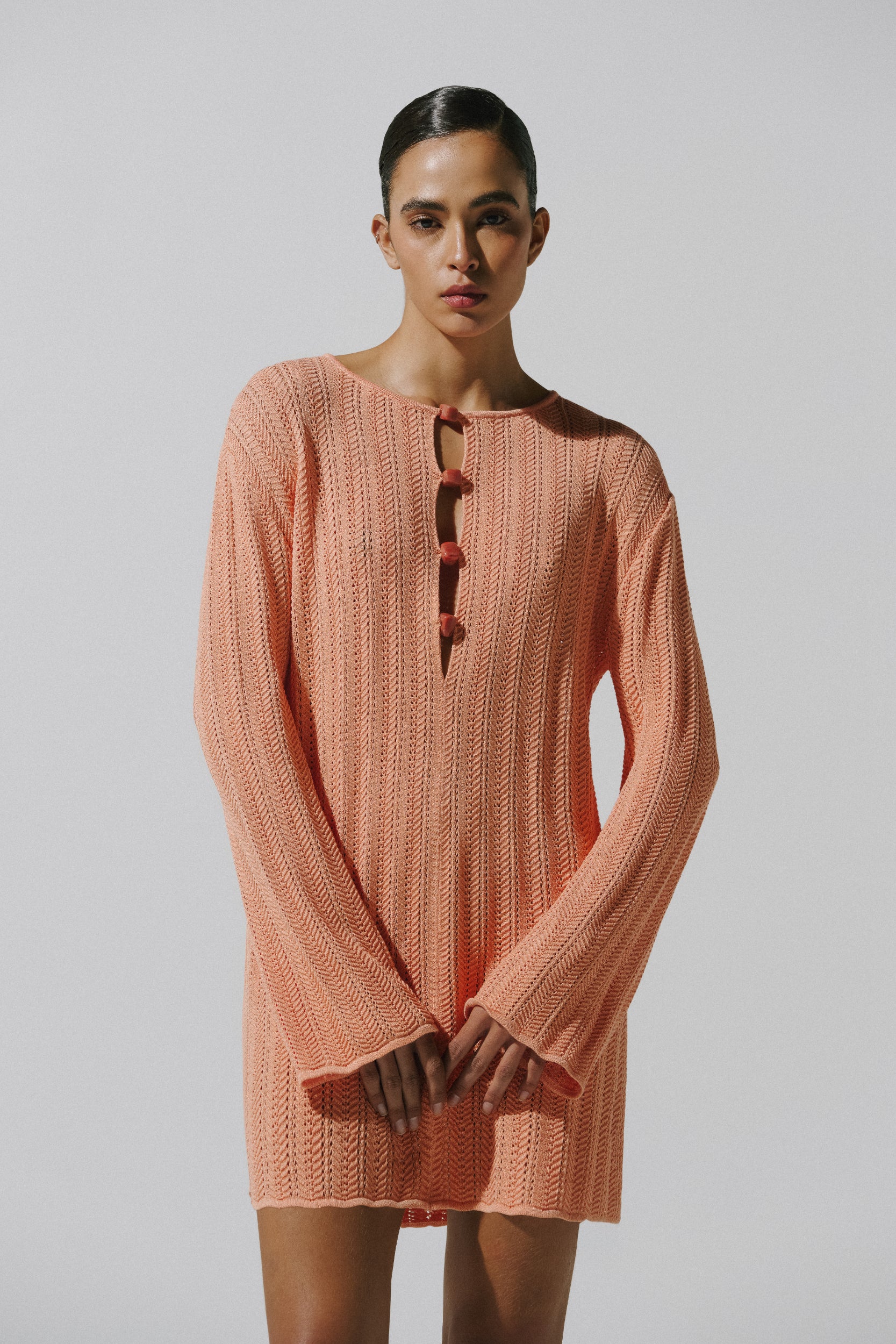 rib knit dress with flared skirt Striped Rib Dress main image 1