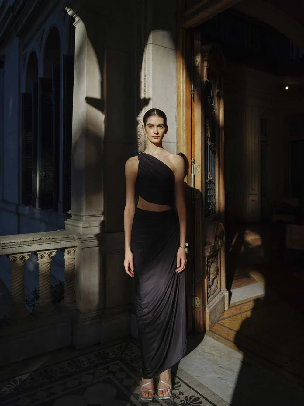 Aurora Maxi Dress in Black in Jersey - Spring Summer 25