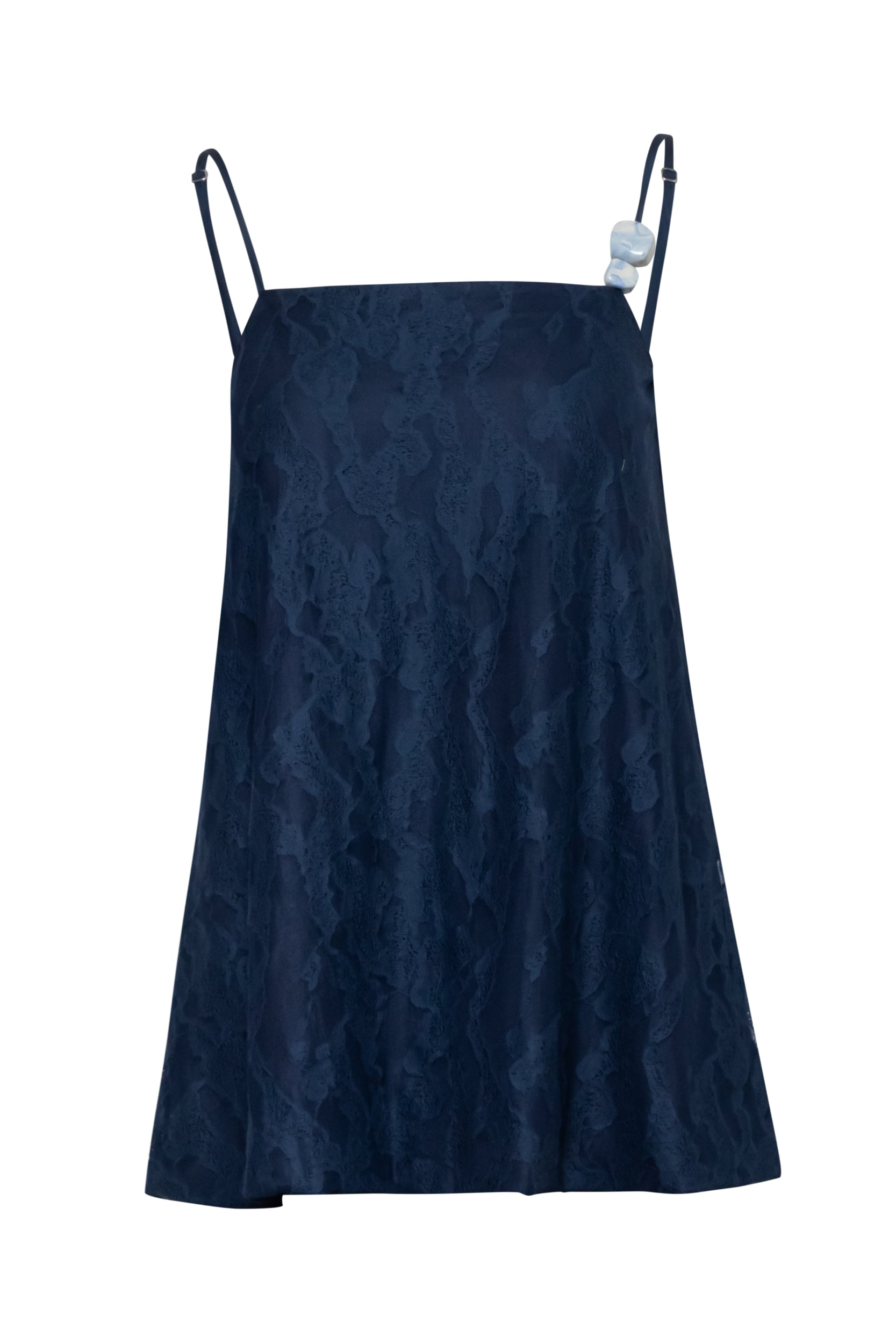 Night blue Porto Top, front view with Embellished detail and Fully lined.