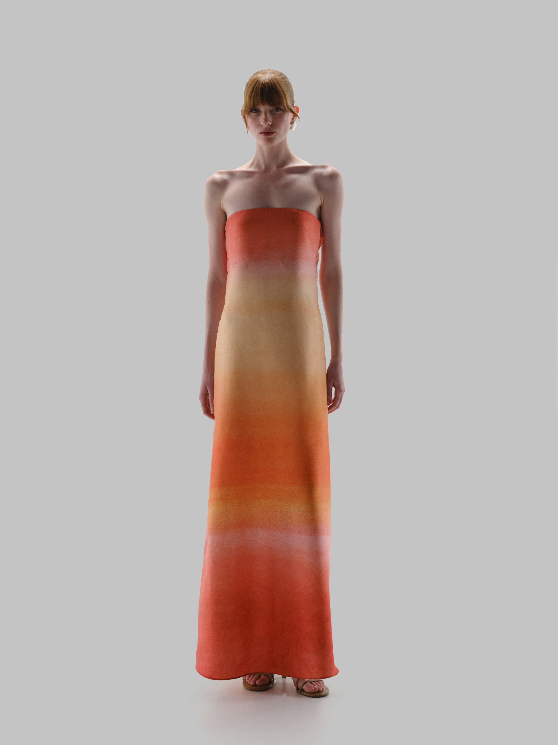Lola Maxi Dress Orange in Satin