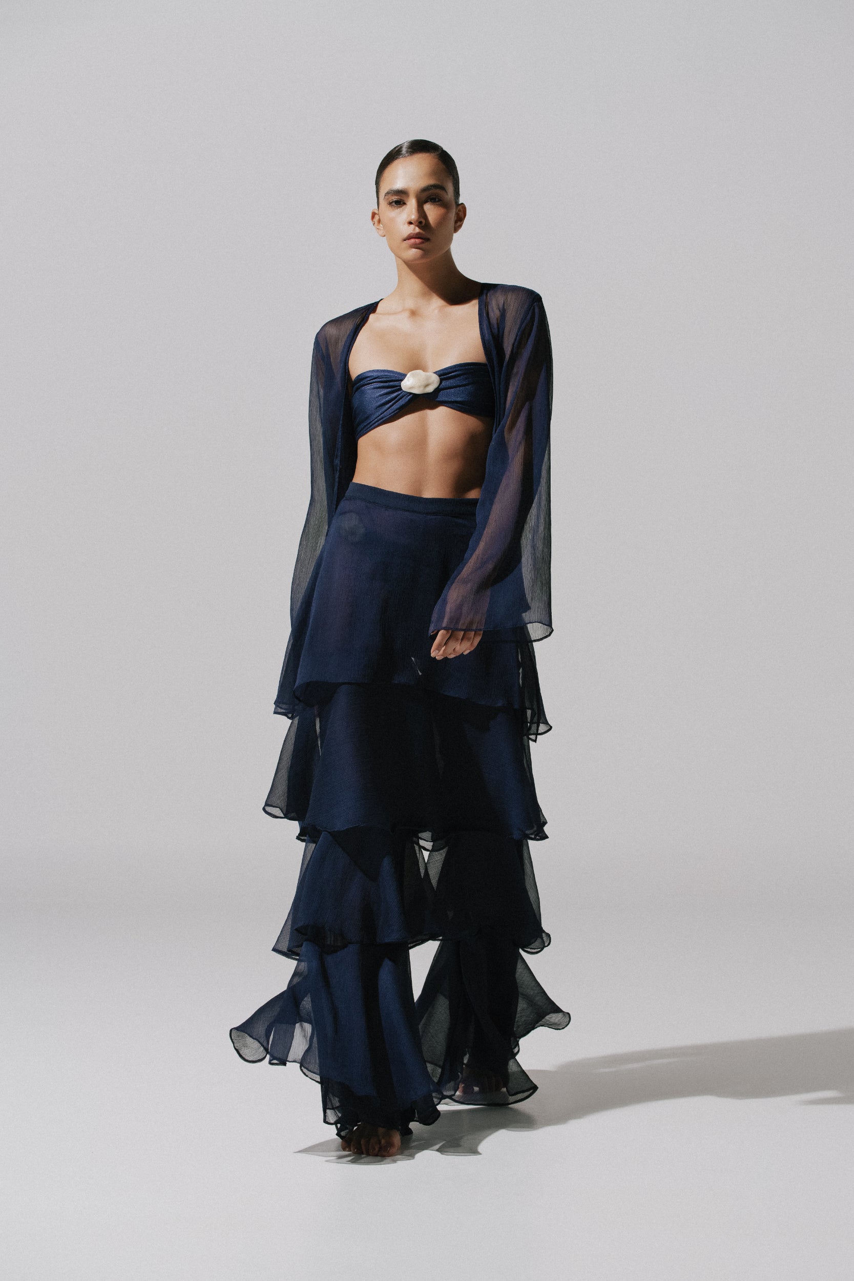 Malka Blouse Blue in Chiffon - Resort 26 – INTERNATIONAL BAOBAB