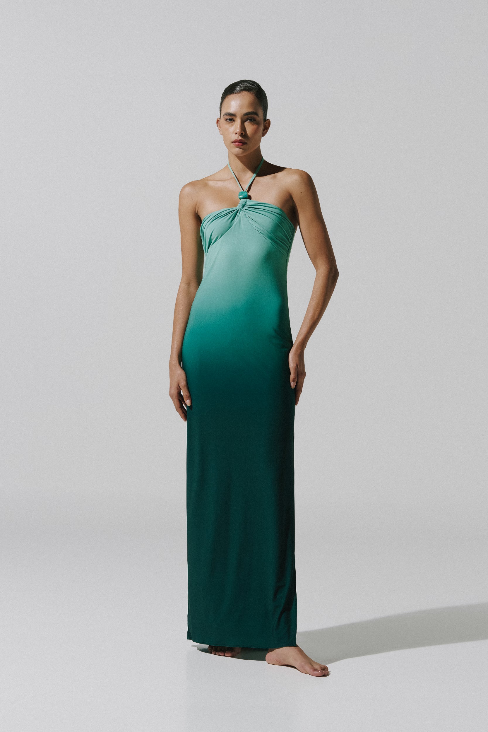 Baobab Mia Midi Satin Dress In Green Bari Maxi Dress Green in Jersey