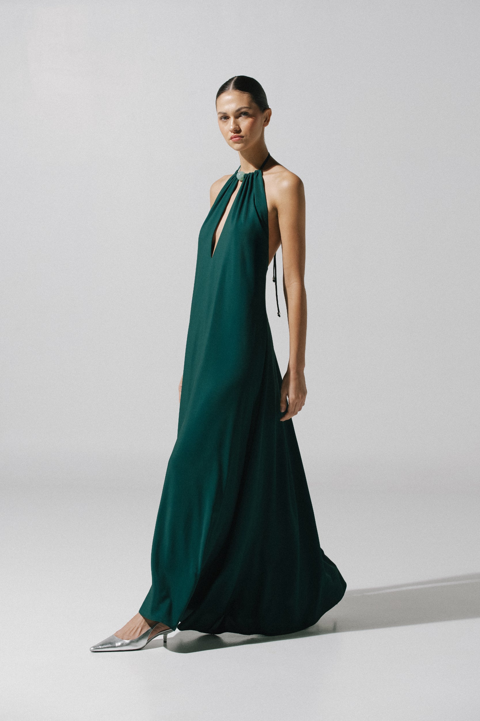 Rondine Maxi Dress by Baobab, elegant style with Open back and visible texture.