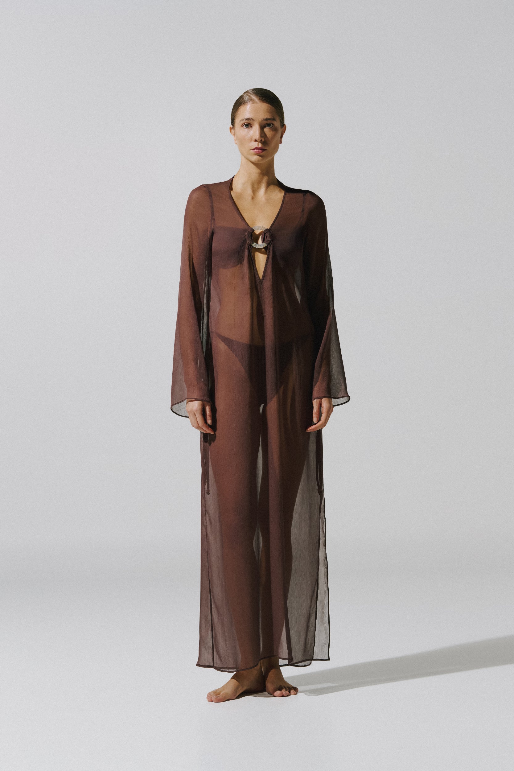 brown mesh cover up dress Moon Maxi in Chiffon Name/Description:Heidi Deposit - Dusty Rose Vintage Recreation and stylish crochet cover Ihhxva Women's Linen V-Neck highestinventory813
