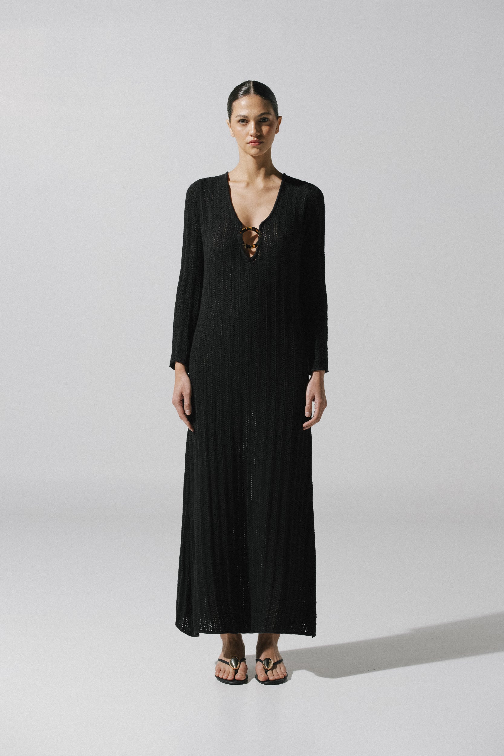 Moon Maxi Dress Black in Knit Fabric - THG 25