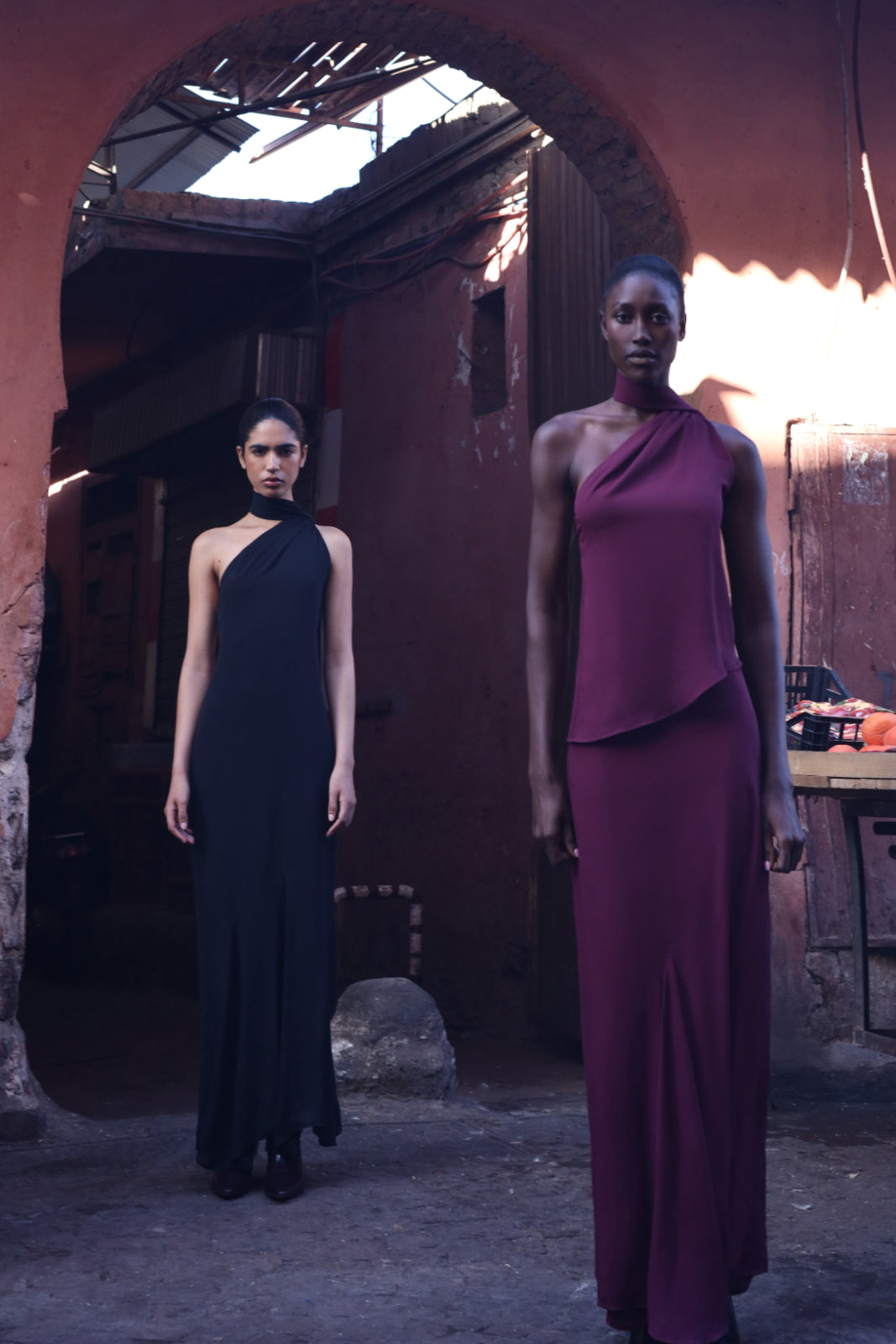 Ari Maxi Dress with One-Shoulder neckline, subtle Embellished detail and skirt with Godets.