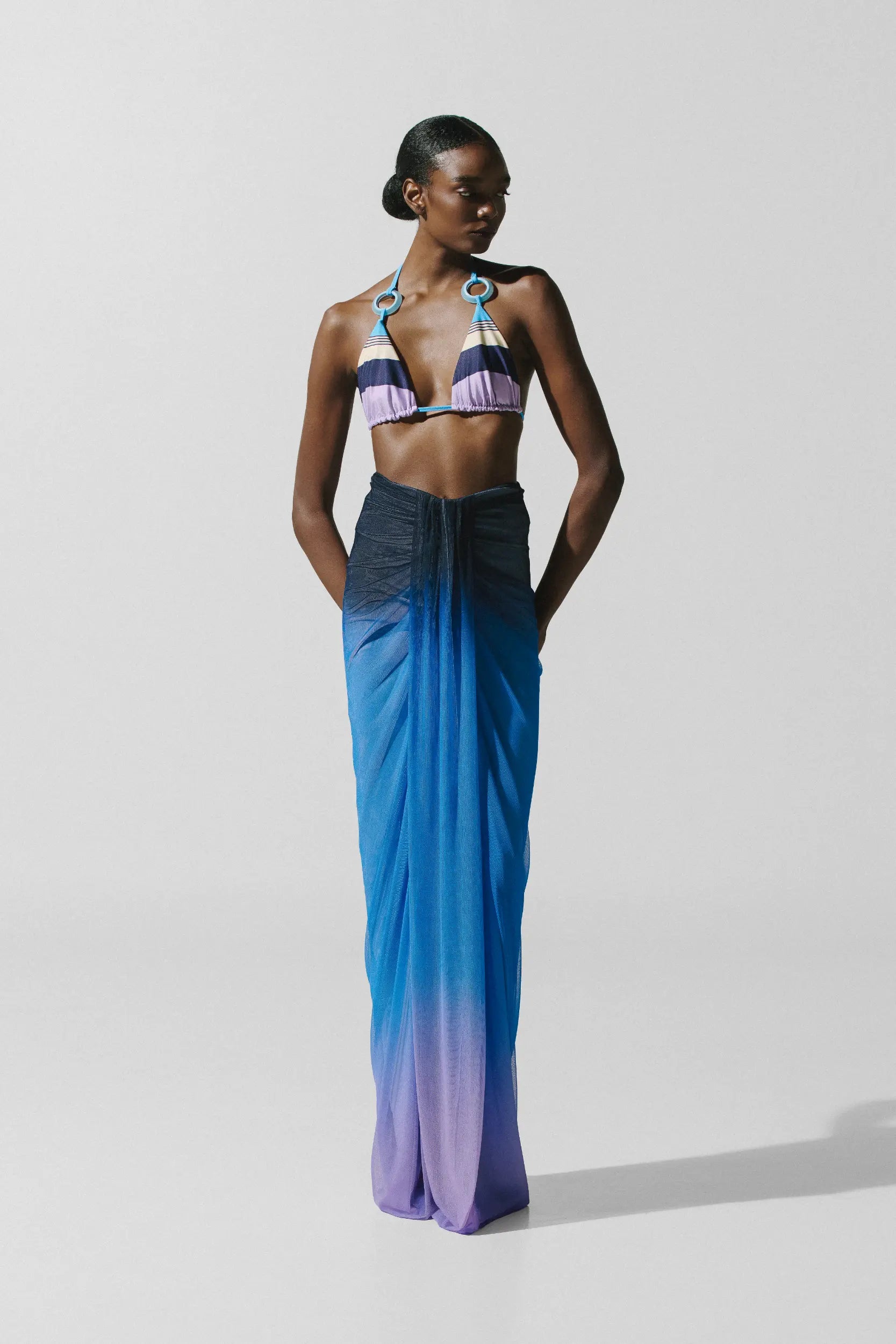 summer ombre mesh dress Nia Maxi Skirt Blue in Mesh Fabric