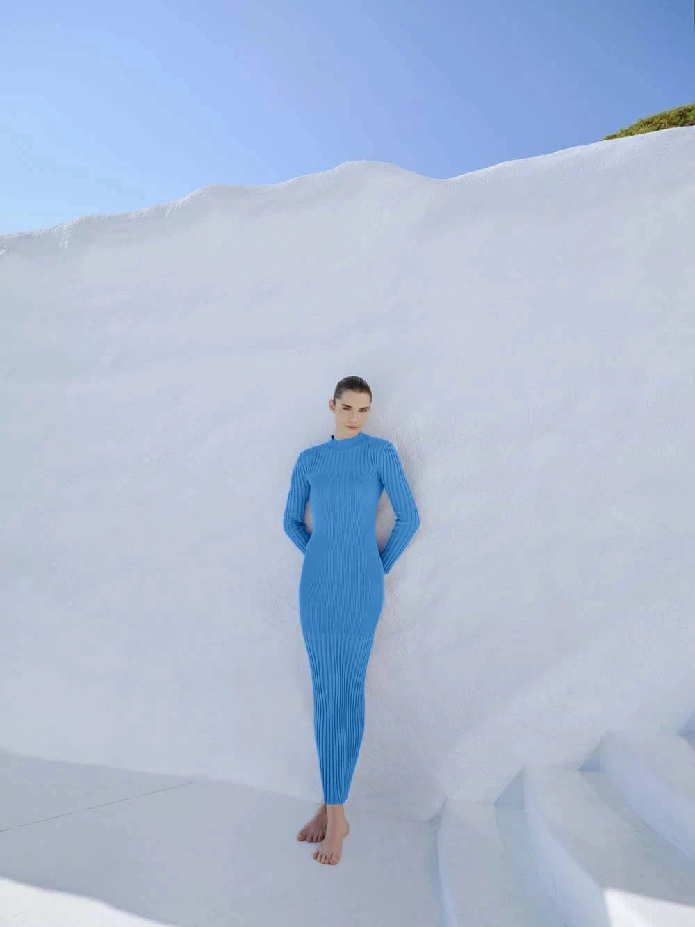 Aika Maxi Dress Blue in Knit Fabric - Fall Winter 24
