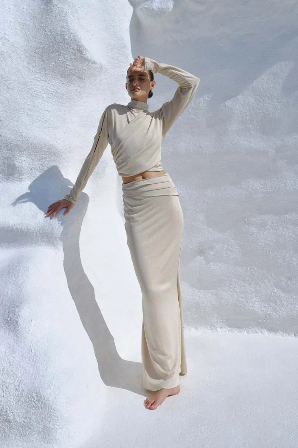 Amber Maxi Skirt Beige in Jersey - Fall Winter 24