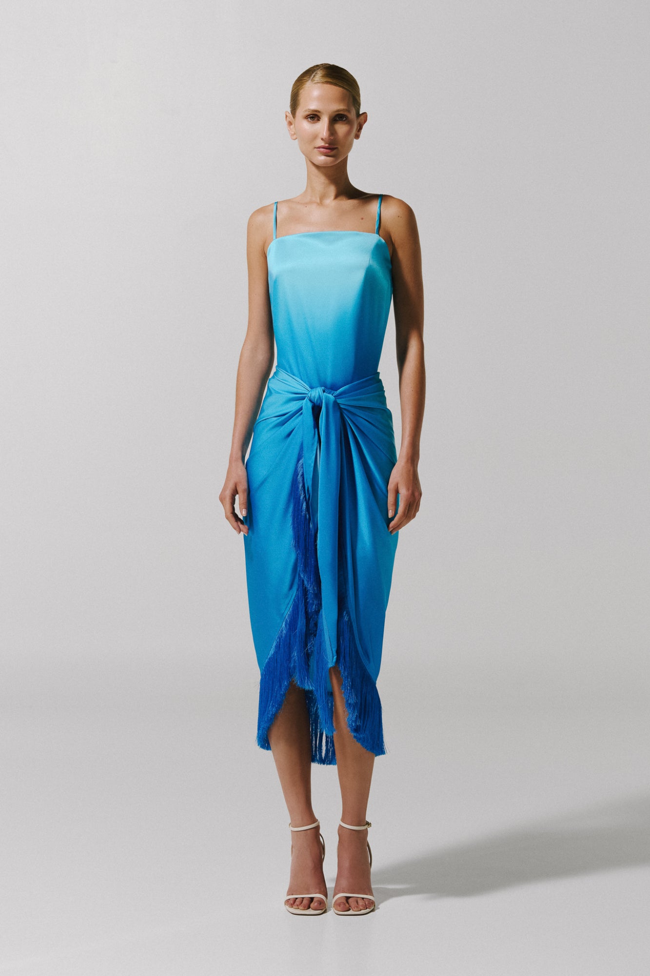 Reproche Midi Dress Blue in Satin - Resort 25 INTERNATIONAL BAOBAB Reproche Midi Dress Blue in Satin - Resort 25 INTERNATIONAL BAOBAB