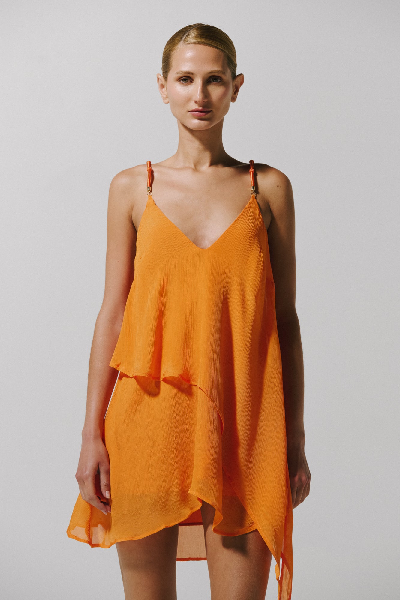 orange mini dress summer Marian Mini Dress Orange in Georgette