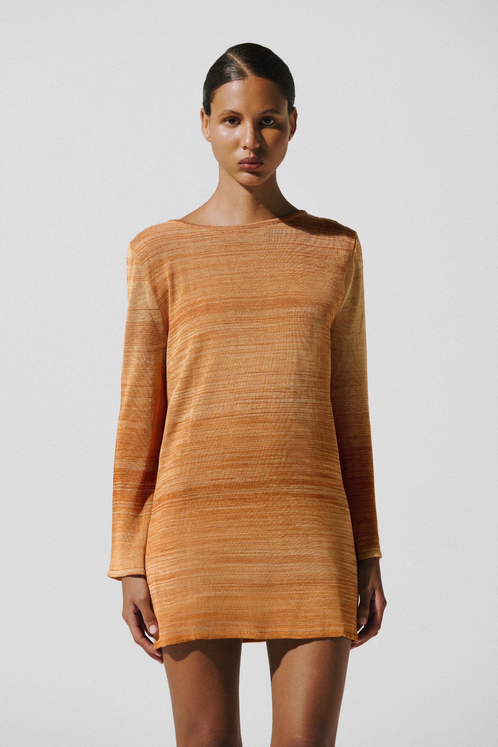 Musa Mini Dress Brown in Knit Fabric