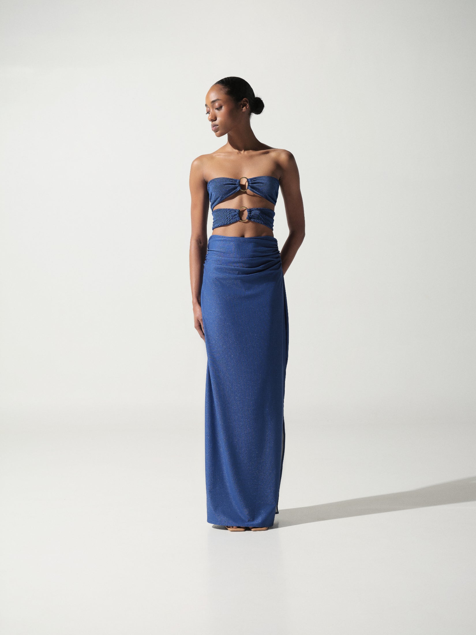 Isla Maxi Dress Blue in Lycra  INTERNATIONAL BAOBAB