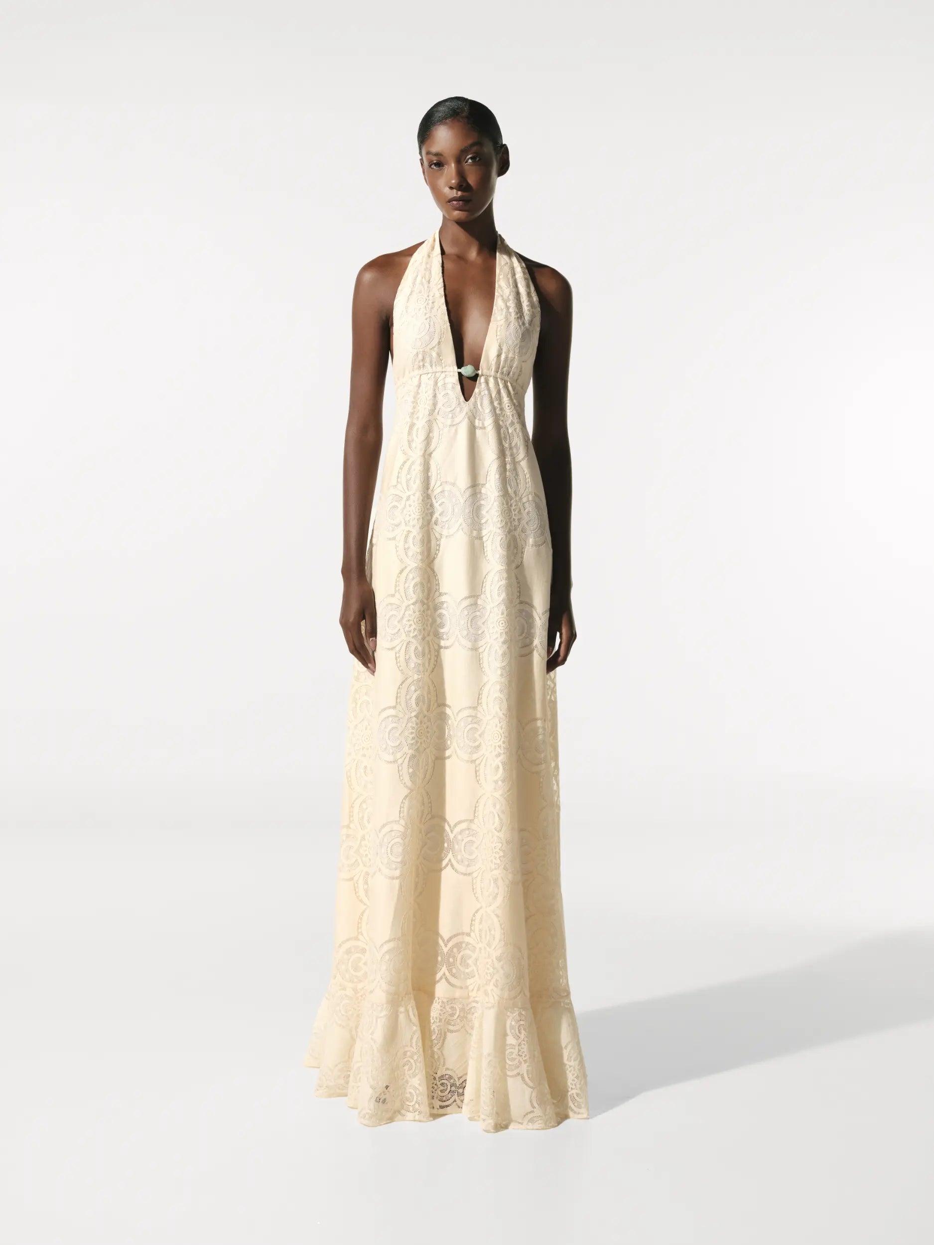 Violet Maxi Dress White in Lace Fabric - Resort 27 – INTERNATIONAL
