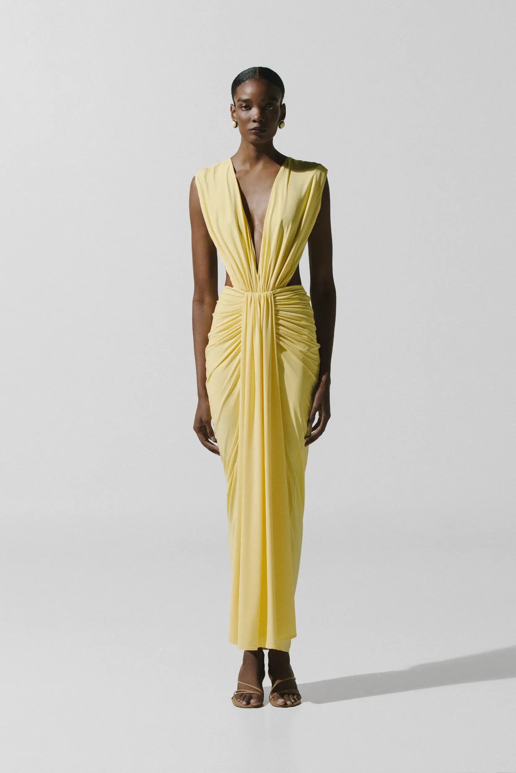 knee length dresses for ladies Pia Maxi Dress Yellow in Lycra