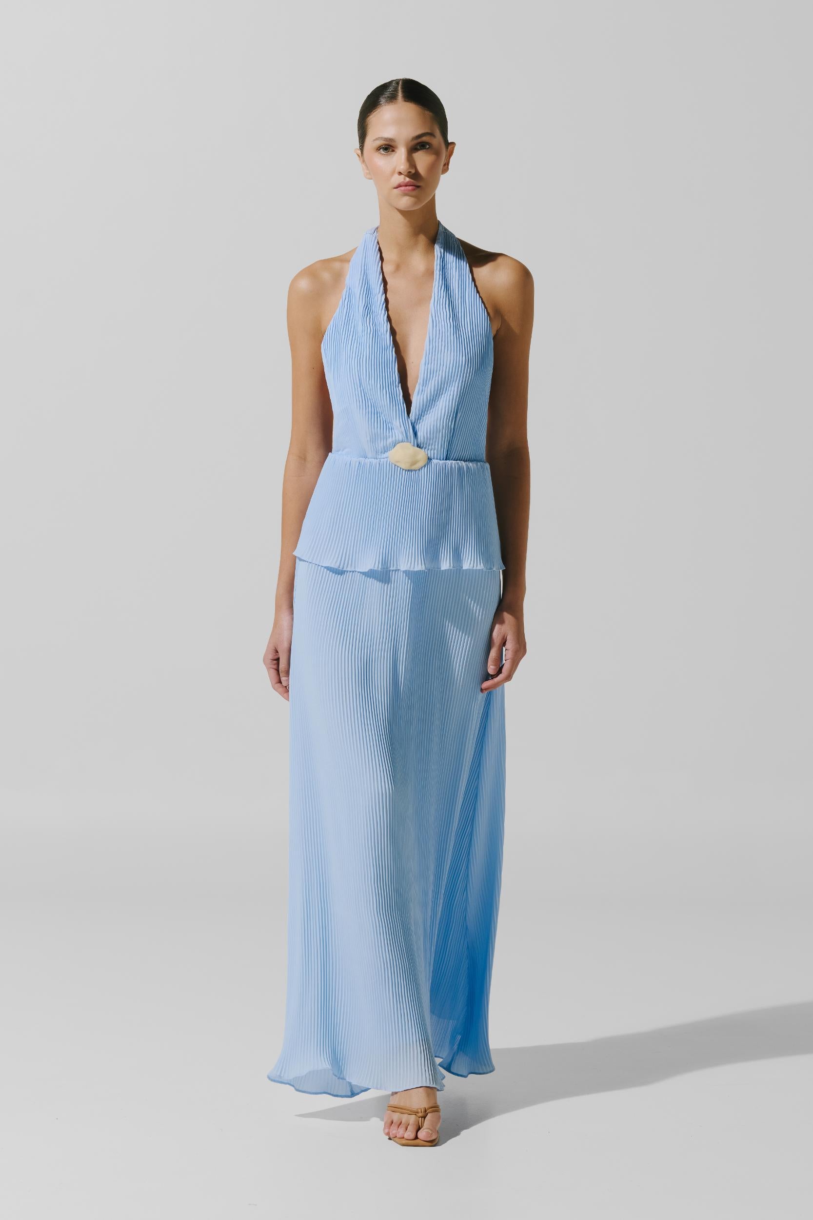 Merida Maxi Dress Blue in Chiffon