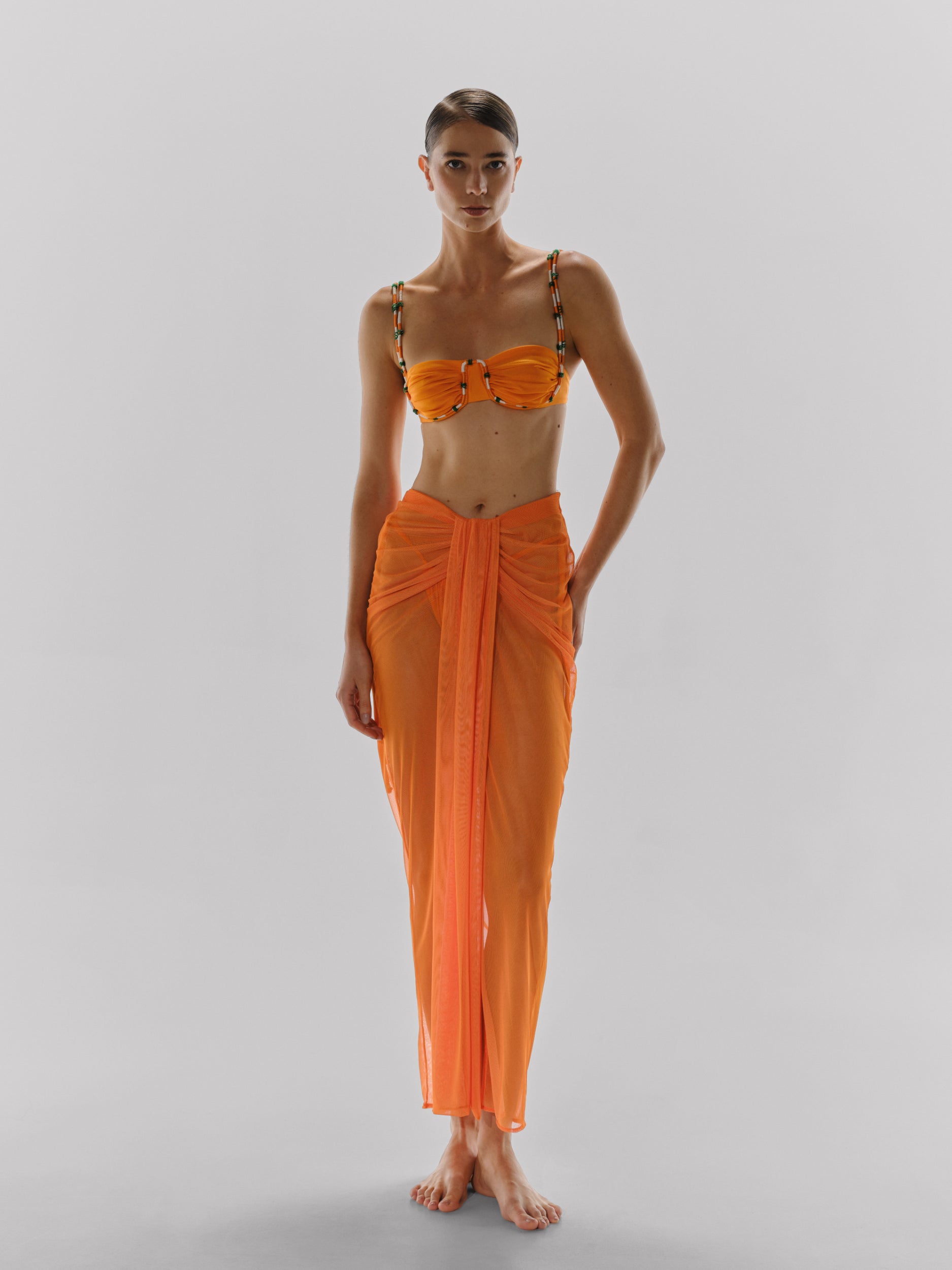 Nia Maxi Skirt Orange in Lycra - High Summer 25 – INTERNATIONAL BAOBAB
