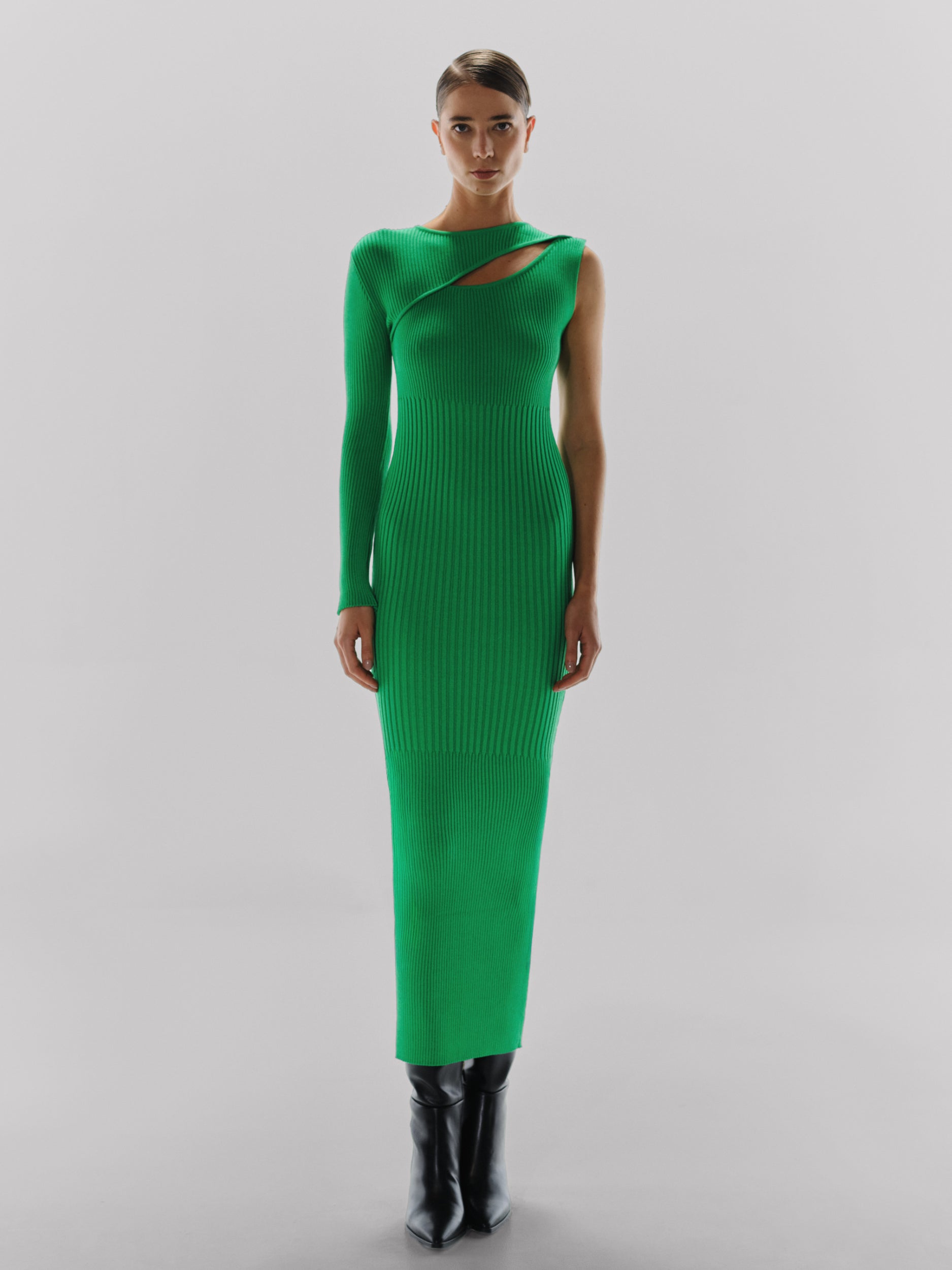 Amaya Maxi Dress Green in Knit Fabric - Fall Winter 24
