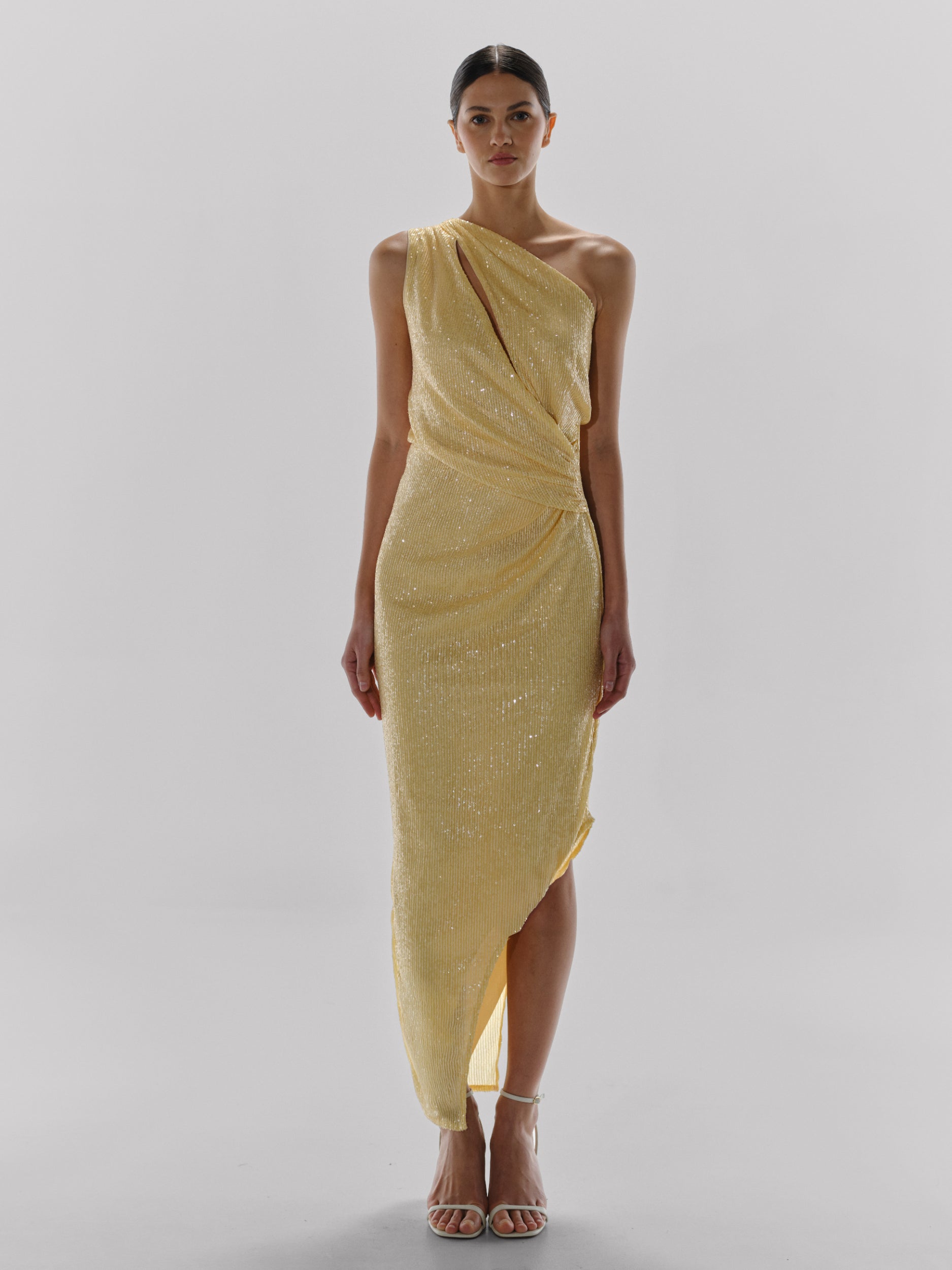 Noe Midi Dress Yellow in Semi Lycra - High Summer 24