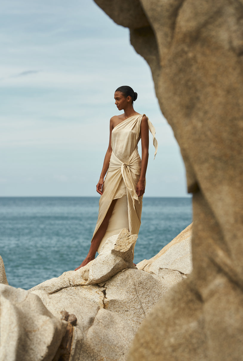 Marea Midi Dress in Beige - Resort 22 – INTERNATIONAL BAOBAB