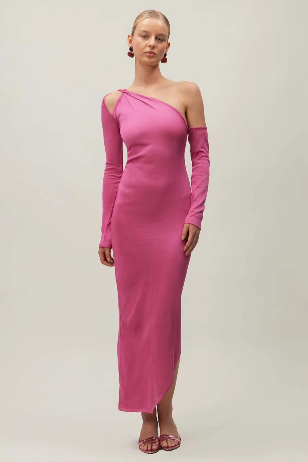 Zermatt Maxi Dress Pink in Knit Fabric - Fall Winter 24