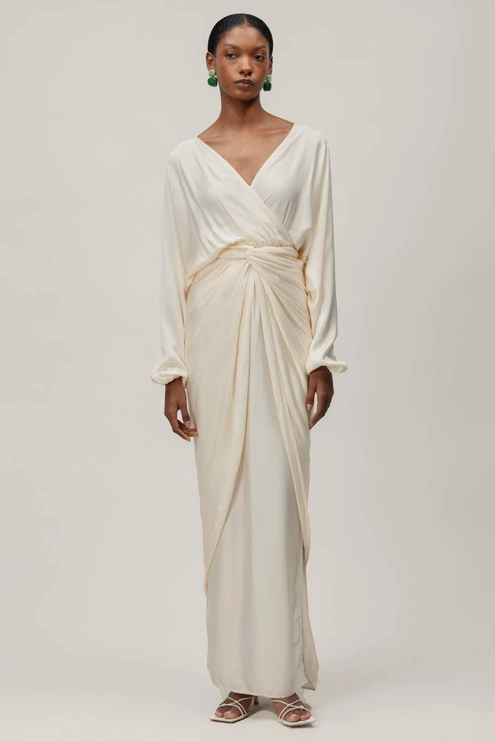 Alexa Maxi Dress Beige in Satin - Resort 25 INTERNATIONAL BAOBAB Alexa Maxi Dress Beige in Satin - Resort 25 INTERNATIONAL BAOBAB