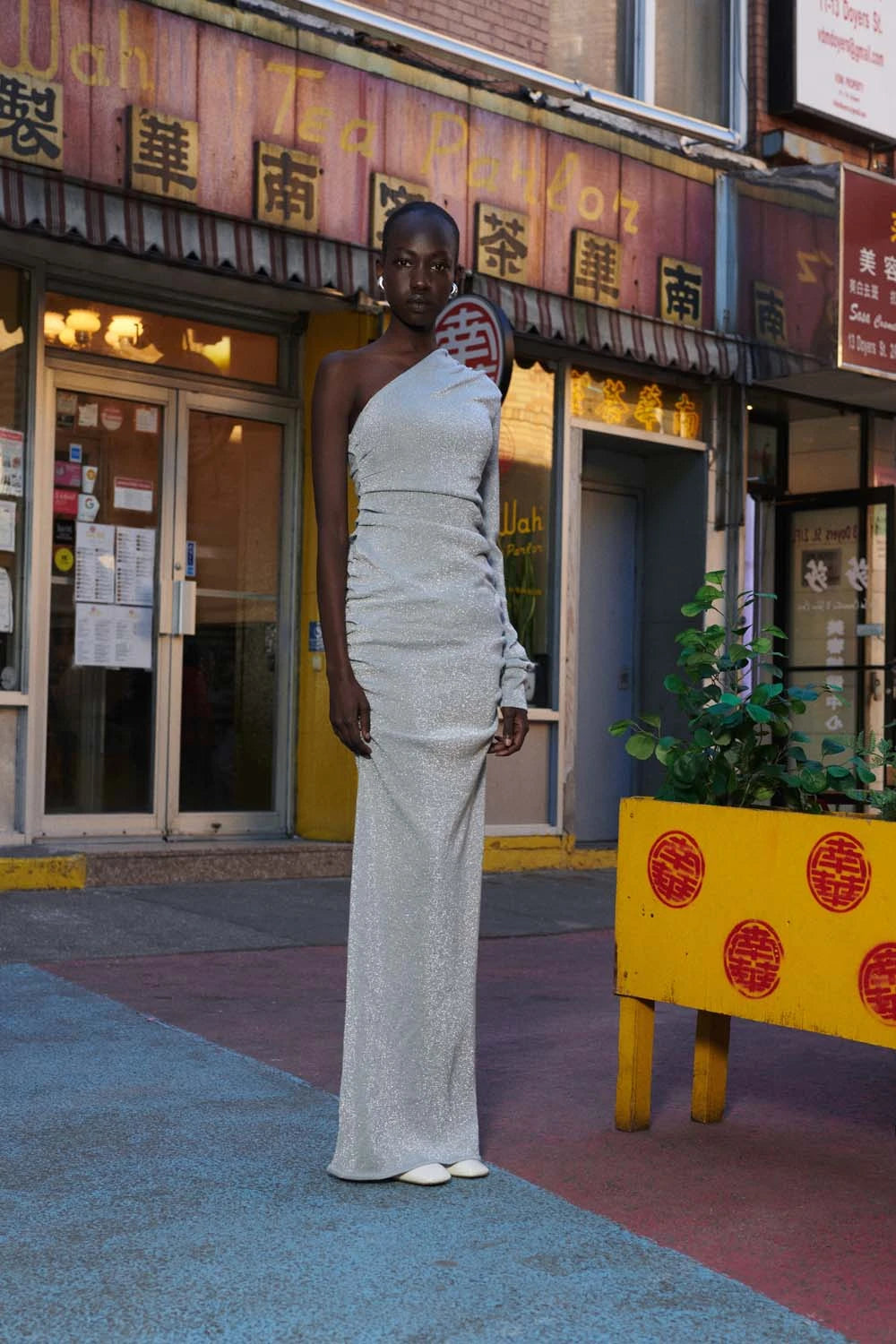 baobab silver dress Baobab Zadeh One-shoulder Dress In Silver