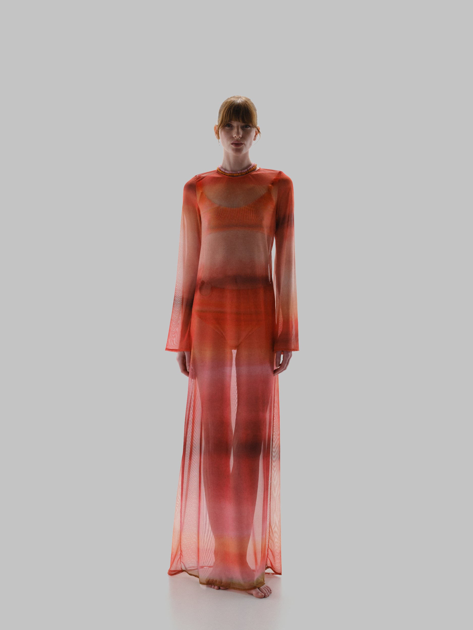 Nora Maxi Cover Up Pink in Mesh Fabric - Resort 26 – INTERNATIONAL