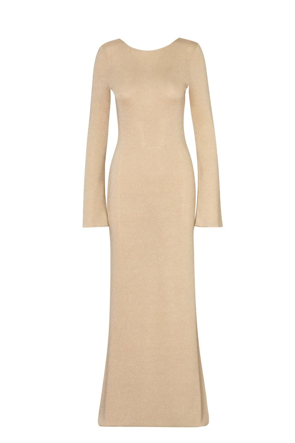 long sleeve neutral maxi dress Sola Knit Maxi Dress
