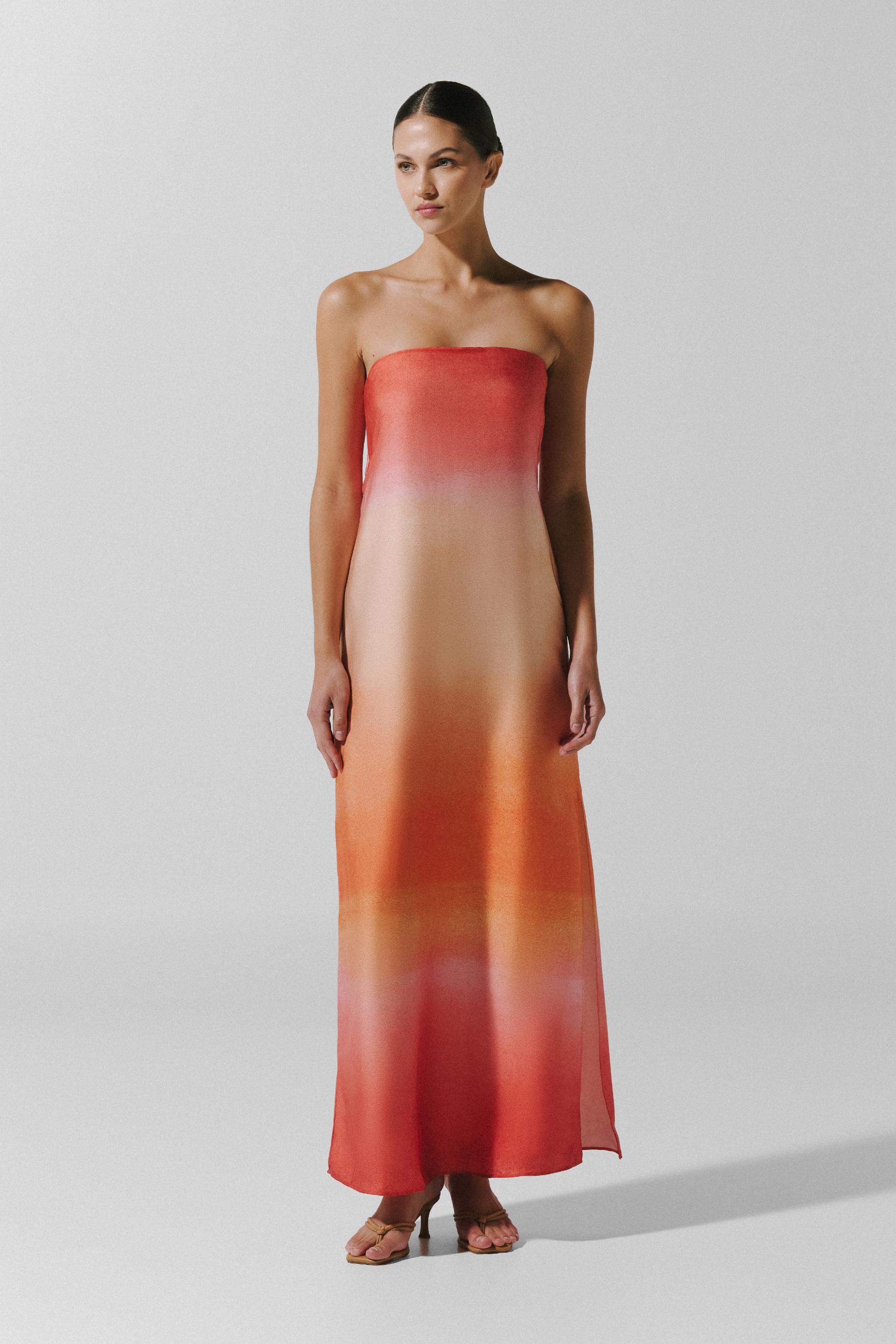Lola Maxi Dress Orange in Satin - Spring Summer 26 INTERNATIONAL BAOBAB Lola Maxi Dress Orange in Satin - Spring Summer 26 INTERNATIONAL BAOBAB