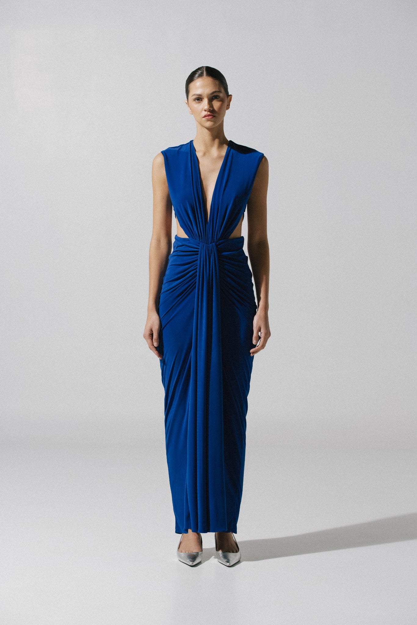 Nia Maxi Dress Blue in Lycra - Fall Winter 25 INTERNATIONAL BAOBAB Nia Maxi Dress Blue in Lycra - Fall Winter 25 INTERNATIONAL BAOBAB