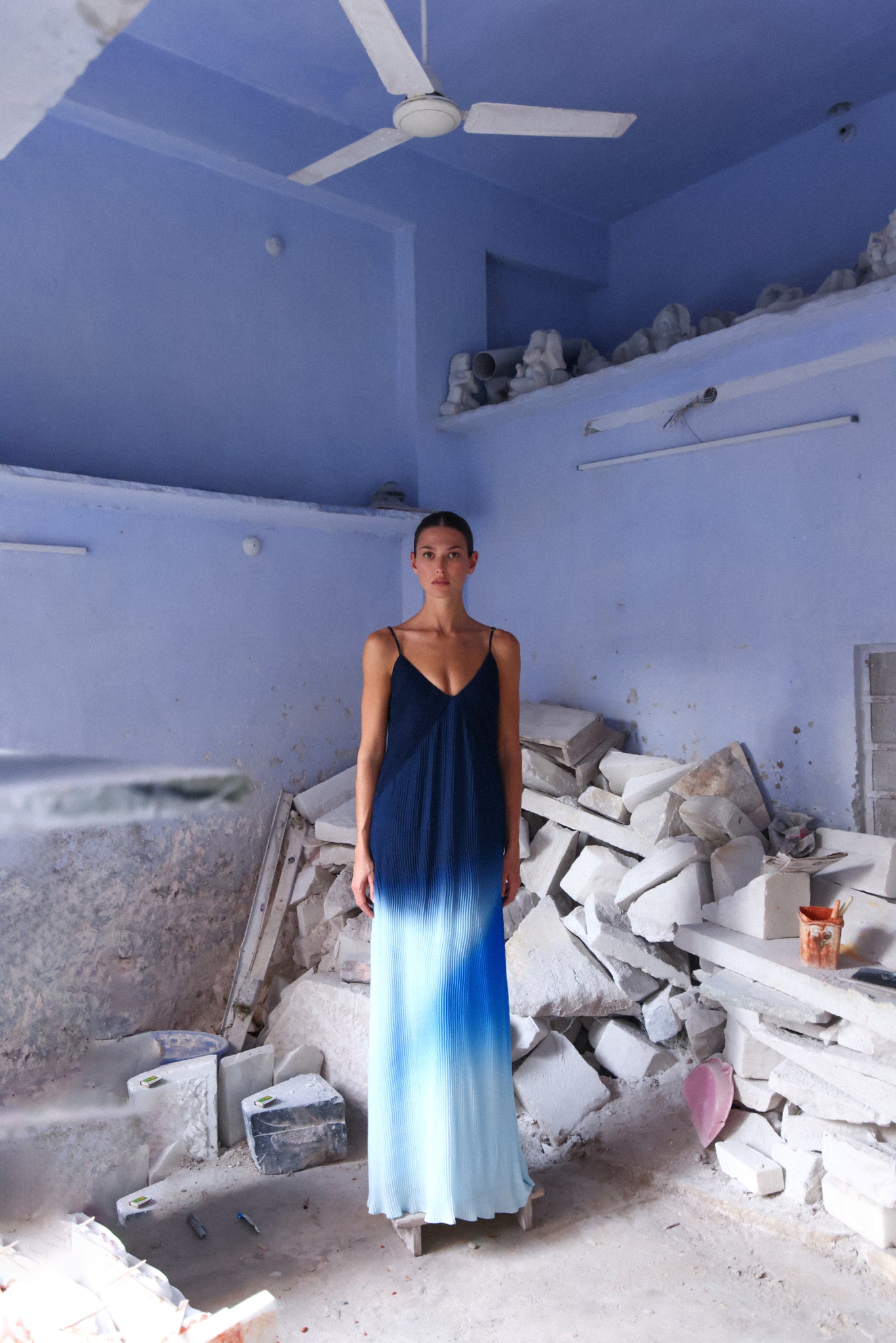 blue ombre beach dress Isa Maxi (blue ombre tulle) 5T