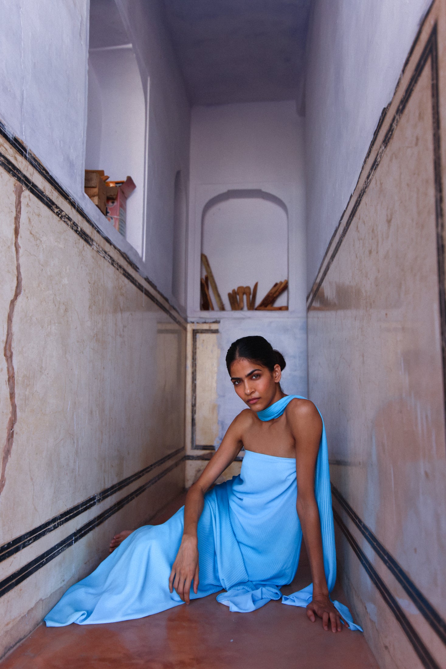 El Maxi Dress Blue in Chiffon
