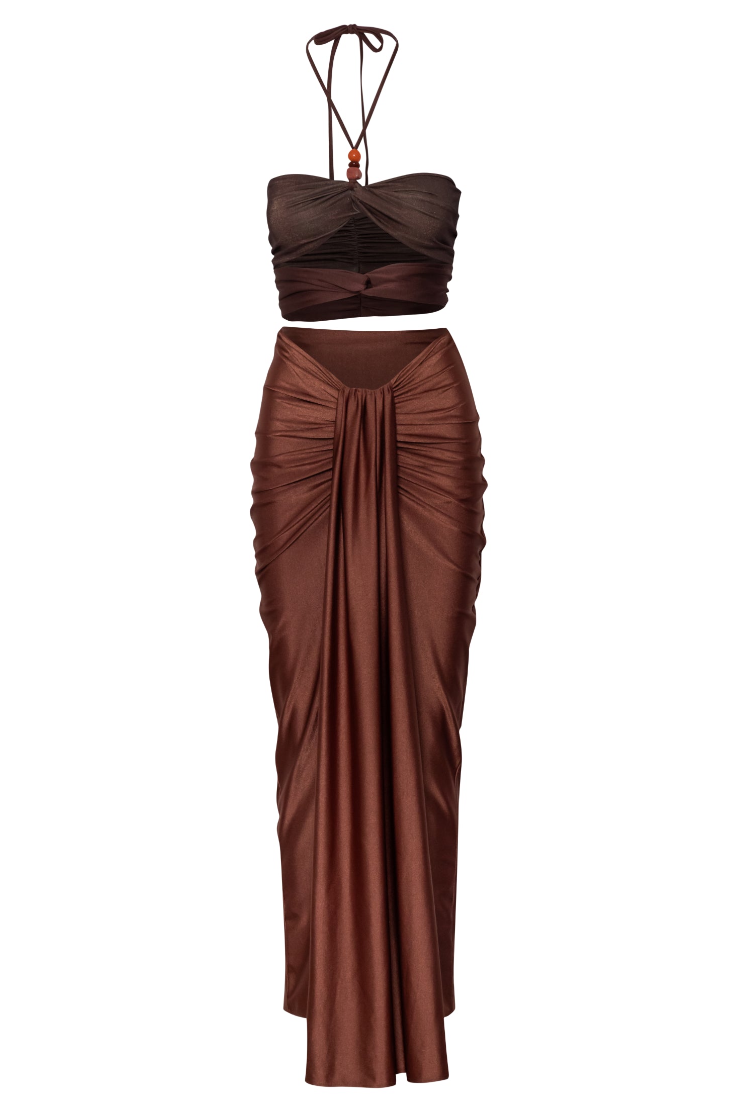 Dawn Maxi Dress Brown in Lycra