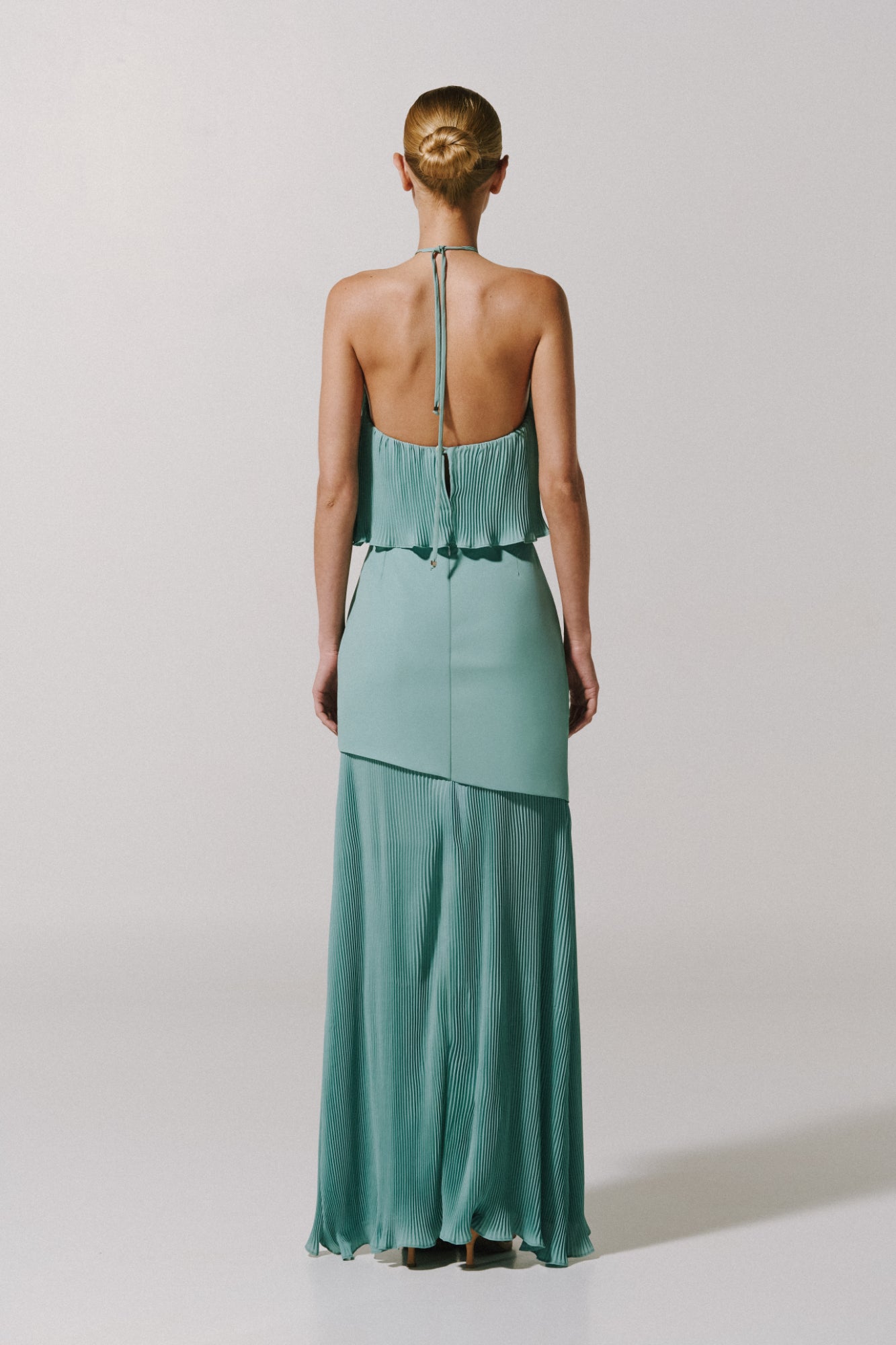 bridesmaid crop top dresses Boho Lace Crop Chiffon Bridesmaid Dresses Two Piece