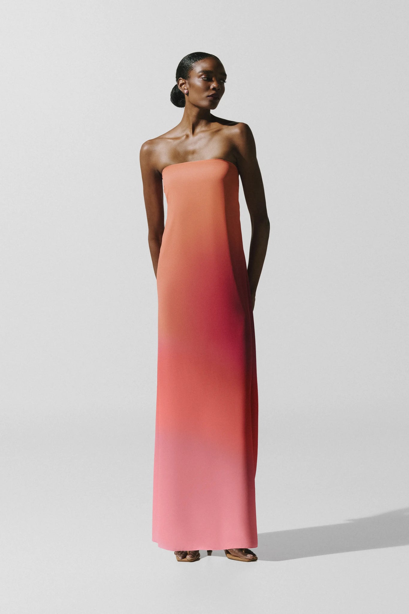 strapless orange maxi dress Golden Glow 100% cotton Sassafras Beaded Flower Strapless Maxi