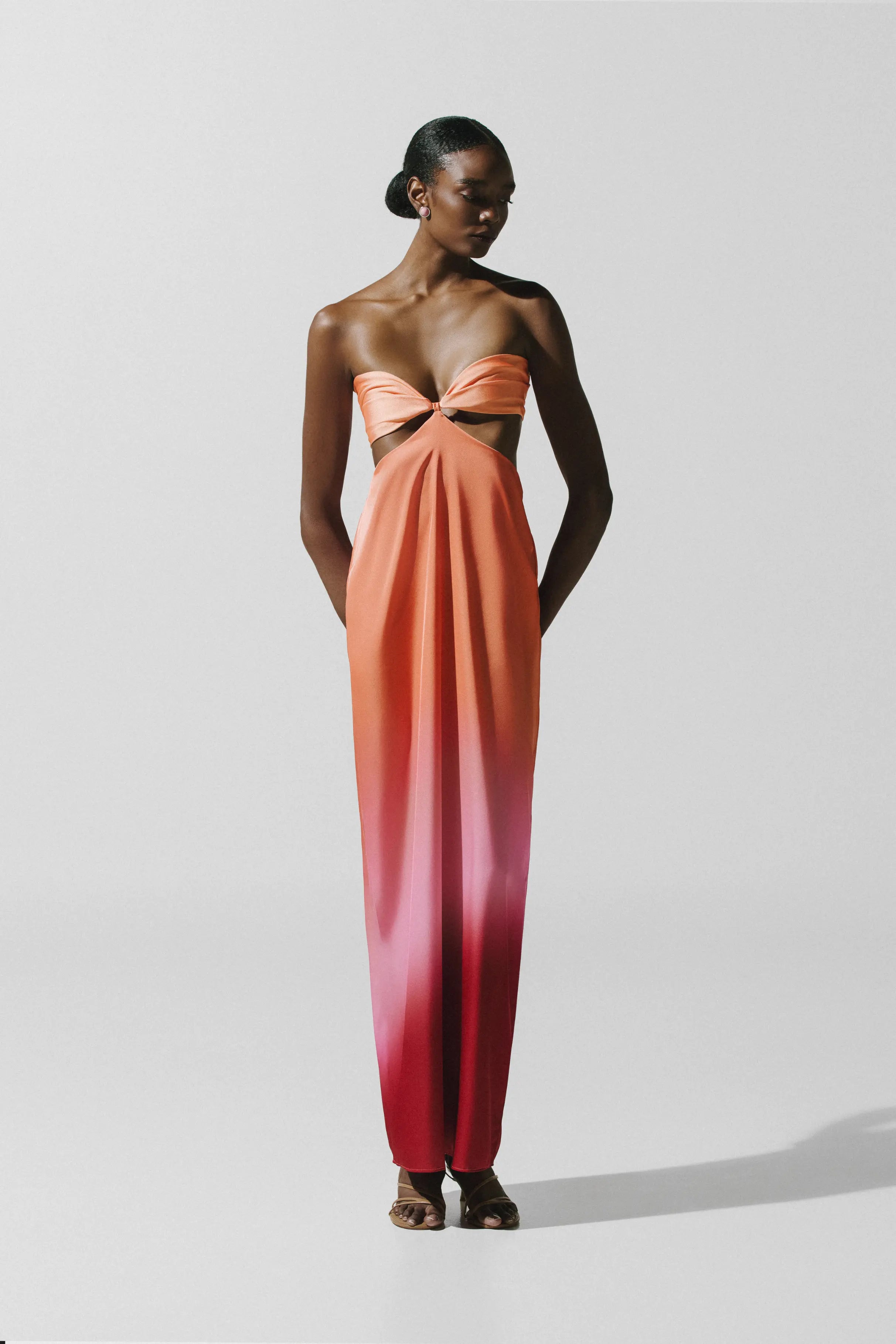 Riri Maxi Dress Orange in Satin