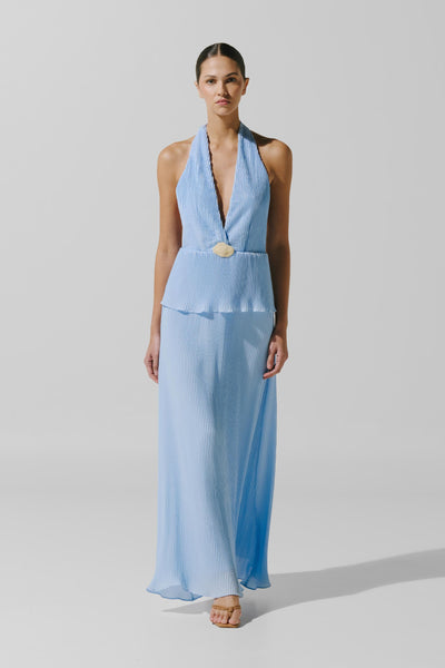 Merida Maxi Dress Blue in Chiffon