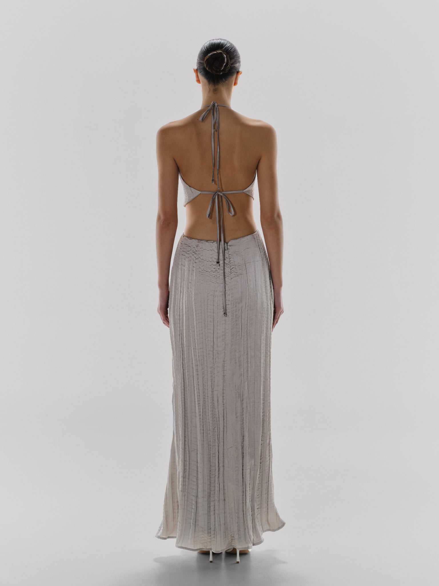 Lexi Maxi Dress Silver in Satin - Resort 25 INTERNATIONAL BAOBAB Lexi Maxi Dress Silver in Satin - Resort 25 INTERNATIONAL BAOBAB