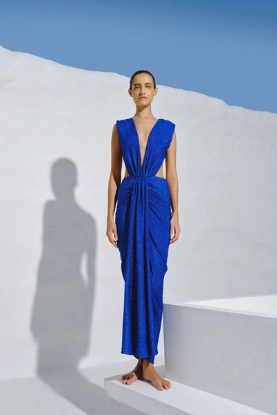 2024ss Bonjour ibiza dress Blue 10Y long ワンピース