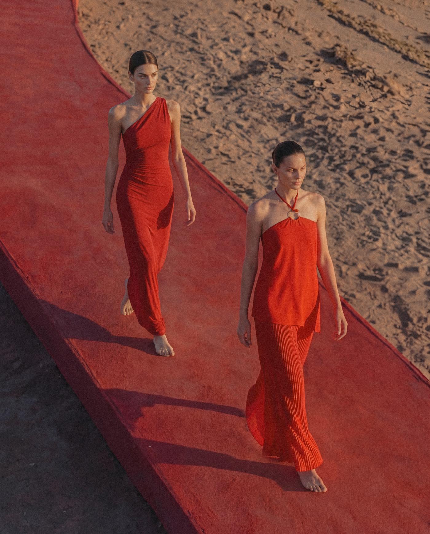 Gaia Maxi Dress Red in Chiffon - Spring Summer 26 INTERNATIONAL BAOBAB Gaia Maxi Dress Red in Chiffon - Spring Summer 26 INTERNATIONAL BAOBAB