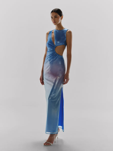 chinese dress ladies Vittoria Maxi Dress in Blue
