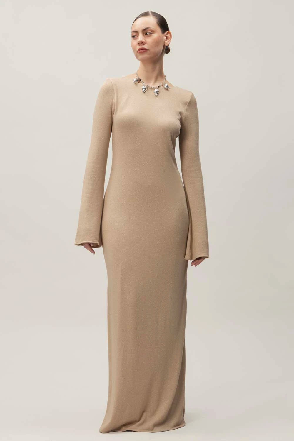 Musa Maxi Dress Beige in Jersey - Resort 25 INTERNATIONAL BAOBAB Musa Maxi Dress Beige in Jersey - Resort 25 INTERNATIONAL BAOBAB