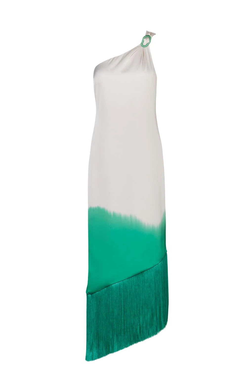 Amelia Maxi Dress White and Green in Satin - Resort 25 INTERNATIONAL BAOBAB Amelia Maxi Dress White and Green in Satin - Resort 25 INTERNATIONAL BAOBAB