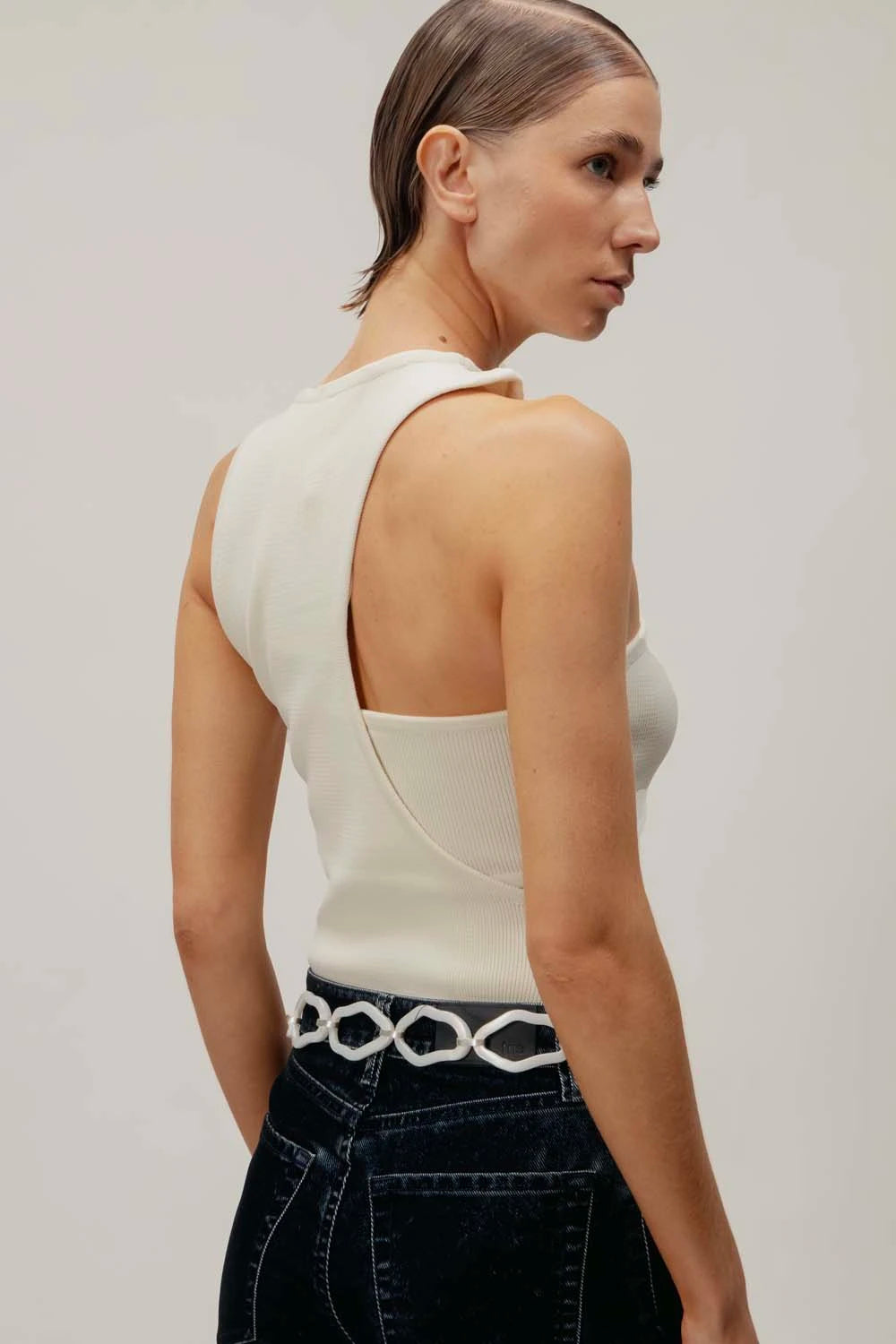 Bianca Body White in Knit Fabric - Fall Winter 24 – INTERNATIONAL Bianca Body White in Knit Fabric - Fall Winter 24 – INTERNATIONAL